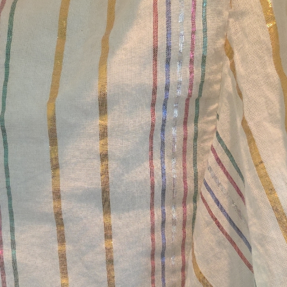 Tularosa Cait Mini Dress Ruffled Marshmallow With Metallic Stripes Size Small - Picture 4 of 14